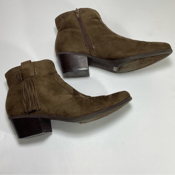 INDIGO RD Brown Suede Ankle Boots Booties w/ Zipper Fringe Women’s 9M. - Picture 6 of 14